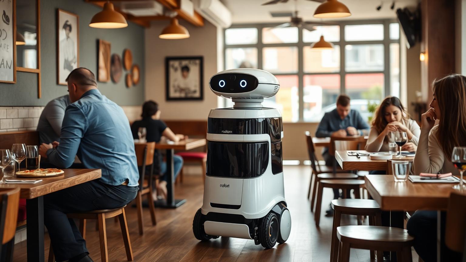 DINERBOT T2 serving in a UK pizzeria