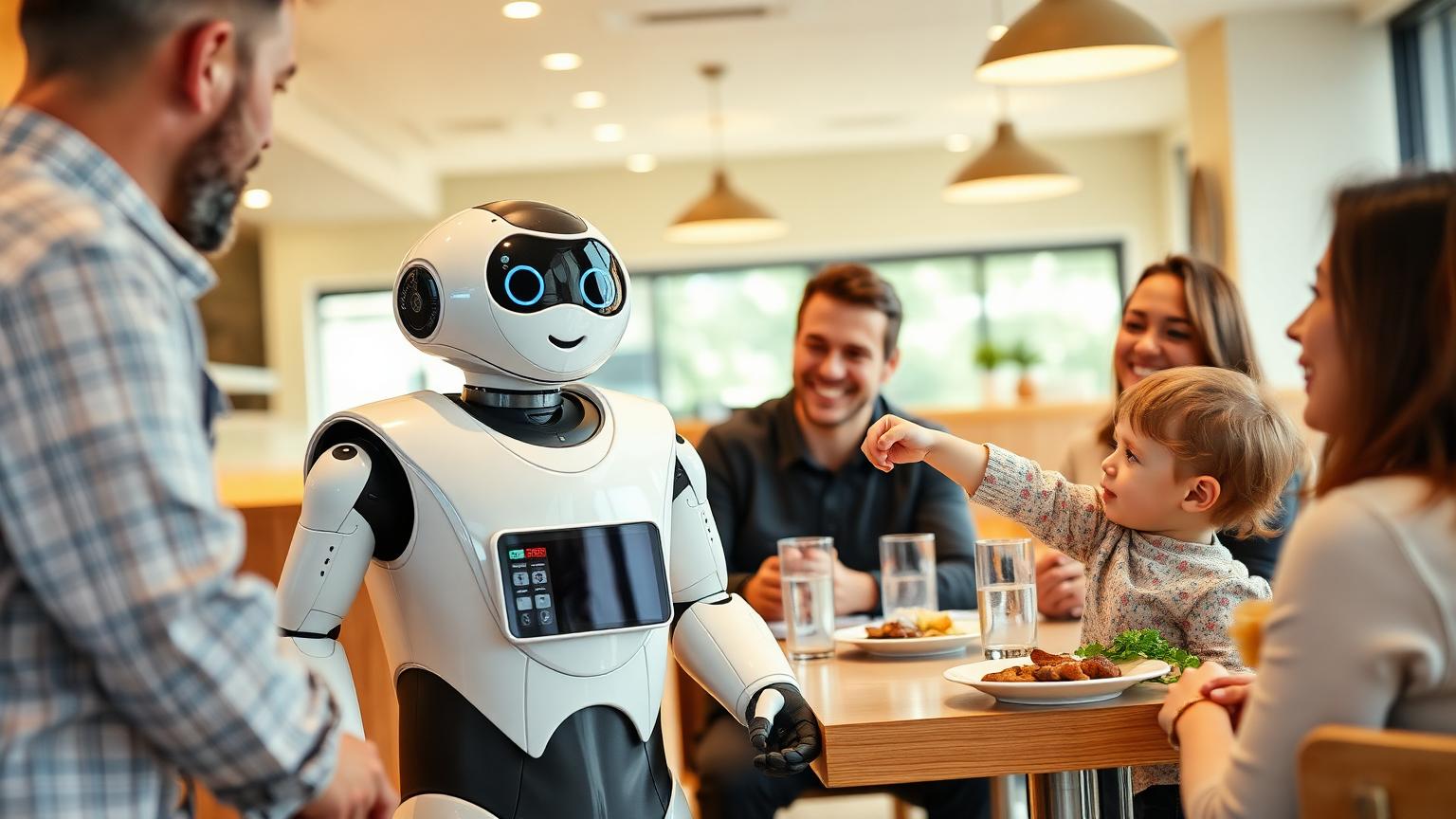 DINERBOT T6 interacting with a family