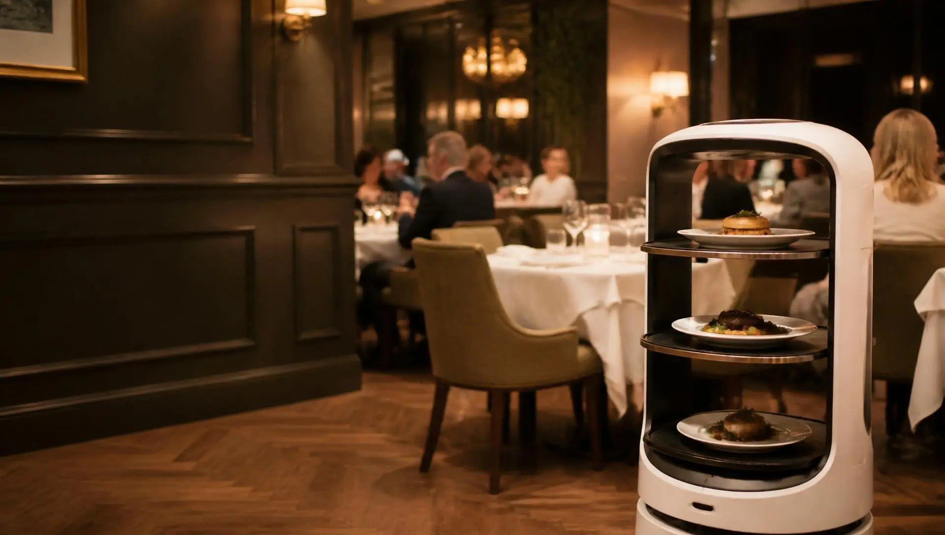 Keenon DINERBOT T8 serving guests in a premium hotel restaurant