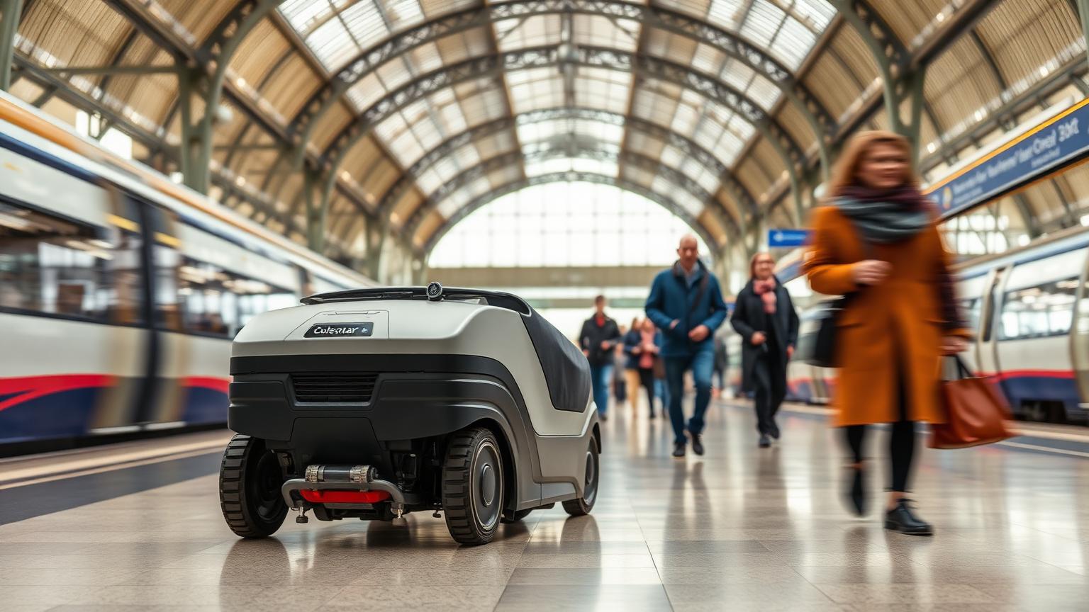 KLEENBOT C40 cleaning a UK train station